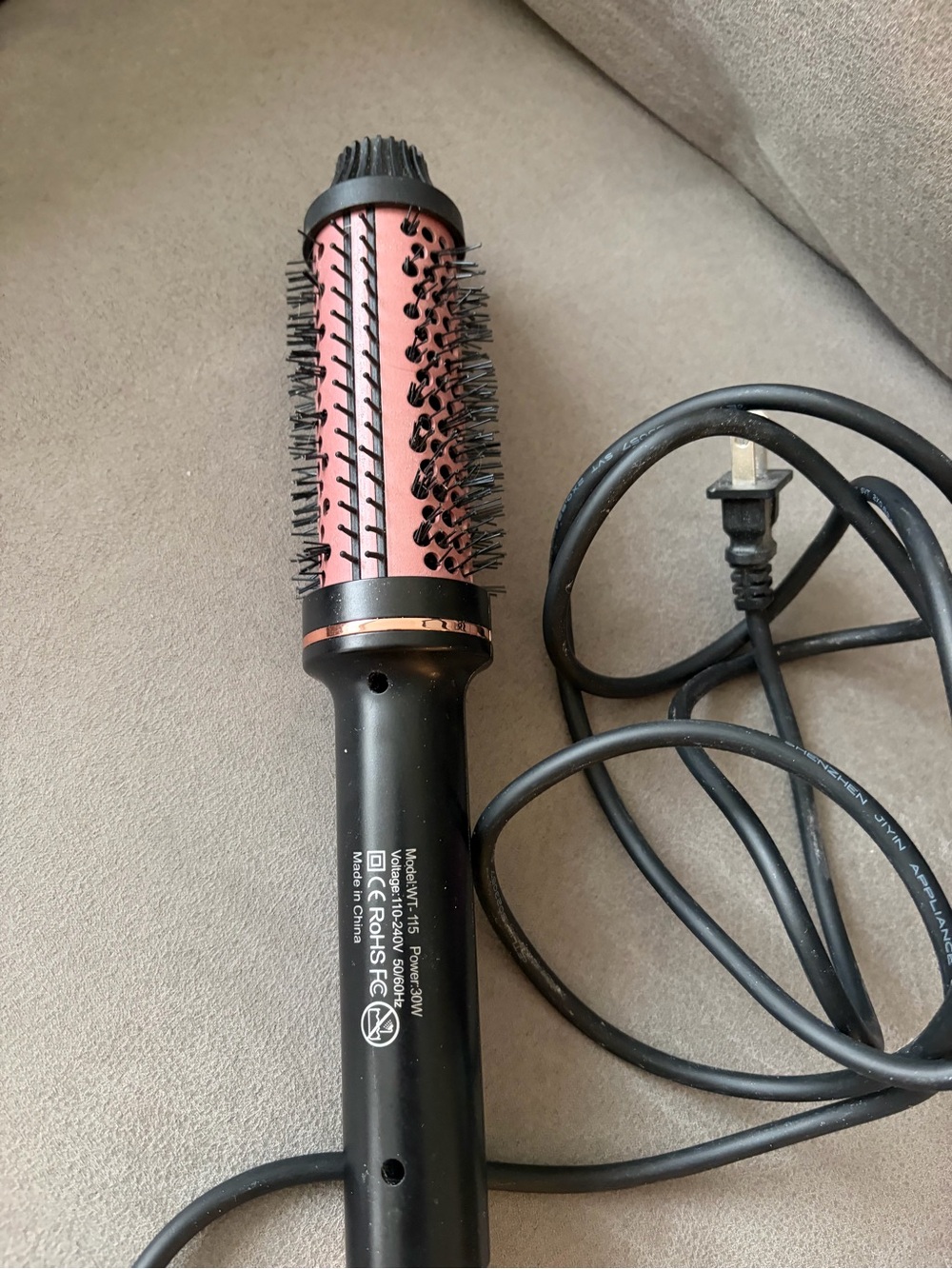 WT-115 Heated Thermal Round Brush Rose Gold Black Hair Styler